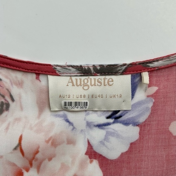 Auguste The Label Pascal Muse Floral Wrap Maxi Dress Pink Peach Short Sleeve 8 - Picture 15 of 16